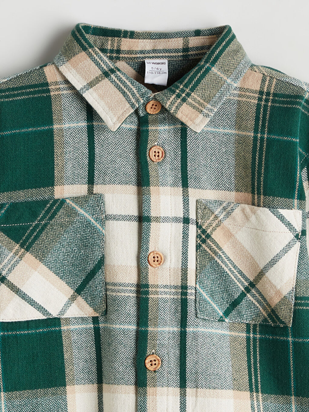 l_20252-w5g627z1-lme_a1.jpg LCW Kids Green Checked Long Sleeve Shirt for Boys