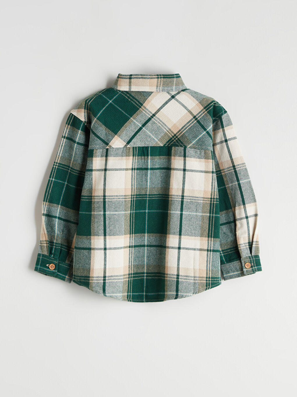l_20252-w5g627z1-lme_a2.jpg LCW Kids Green Checked Long Sleeve Shirt for Boys