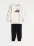 LCW Kids Gray Crew Neck Sweatshirt and Sweatpants Set