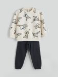 LCW Kids Beige Crew Neck Boys Sweatshirt and Sweatpants