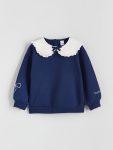 LCW Kids Navy Blue Peter Pan Collar Girls Sweatshirt