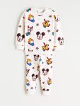LCW Baby Beige Mickey Mouse Printed Boys Pajama Set