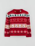 LCW Kids Red Christmas Themed Girls Sweater
