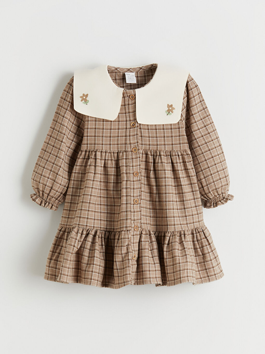 l_20252-w5gk17z1-lqx_a.jpg LCW Baby Brown Peter Pan Collar Checkered Dress for Girls