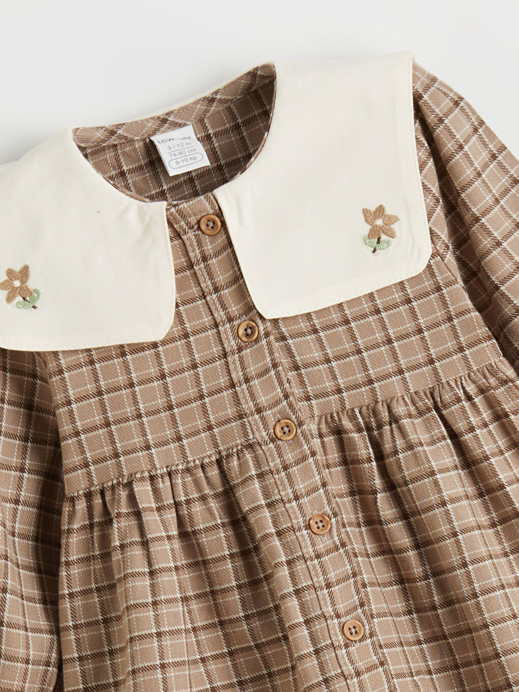 l_20252-w5gk17z1-lqx_a1.jpg LCW Baby Brown Peter Pan Collar Checkered Dress for Girls
