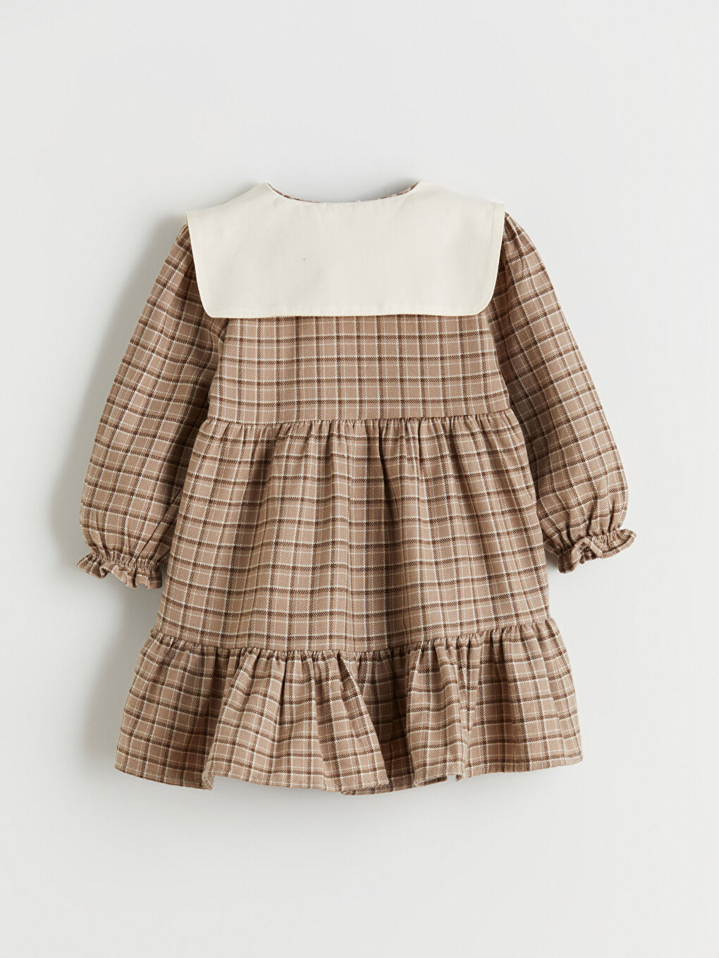 l_20252-w5gk17z1-lqx_a2.jpg LCW Baby Brown Peter Pan Collar Checkered Dress for Girls