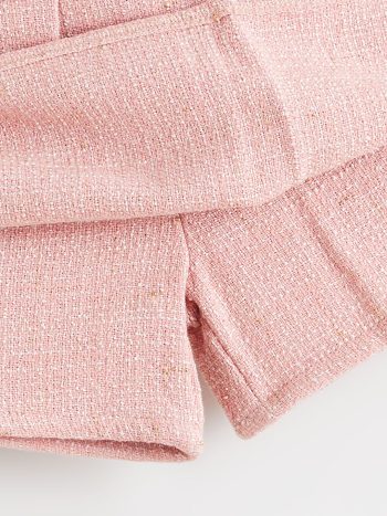 LCW Kids Pink Elastic Waist Pleated Tweed Skirt for Girls