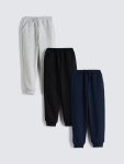 LCW Kids Black Elastic Waist Basic Boys' Sweatpants 3-Pack