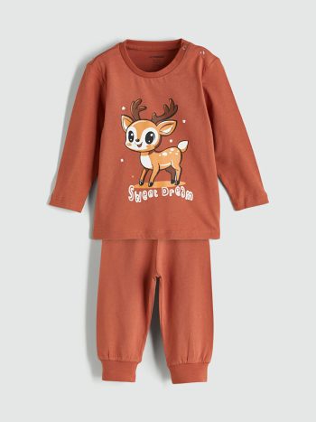 LCW Kids Brown Printed Boys Pajama Set