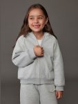 LCW Kids Gray Hooded Girls Zip-Up Sweatshirt
