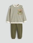 LCW Kids Beige Printed Boys Sweatshirt and Jogger Pants