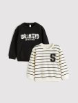 LCW Kids Black Printed Boys Sweatshirt Set