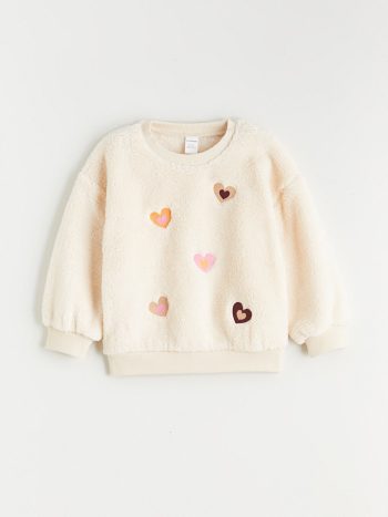 LCW Kids Beige Crew Neck Girls Sweatshirt and Leggings Set