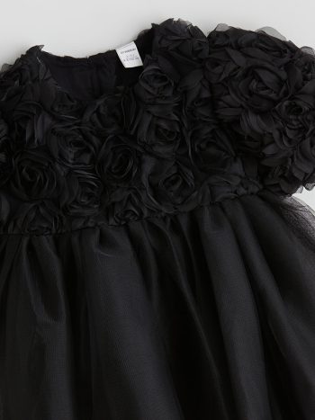 LCW Kids Black Round Neck Girls' Party Dress