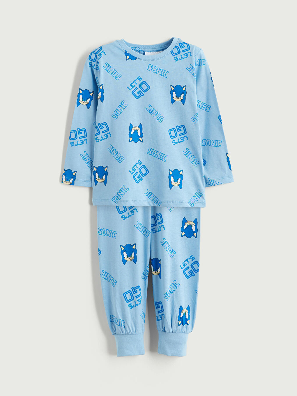 l_20252-w5l040z1-lqq_a.jpg LCW Kids Blue Crew Neck Sonic Print Boys Pajama Set