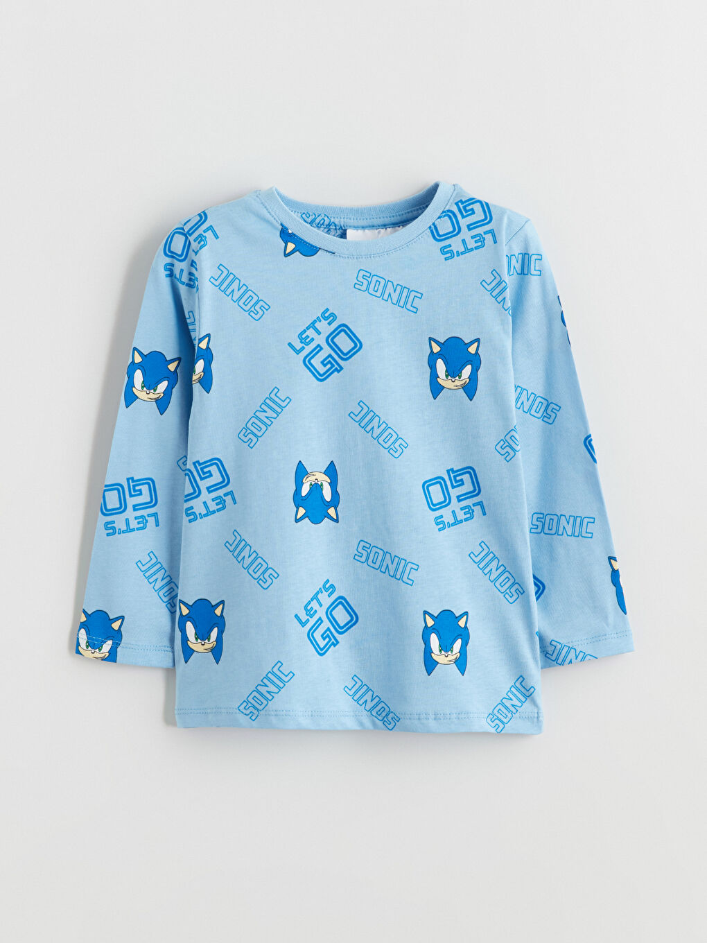 l_20252-w5l040z1-lqq_a1.jpg LCW Kids Blue Crew Neck Sonic Print Boys Pajama Set