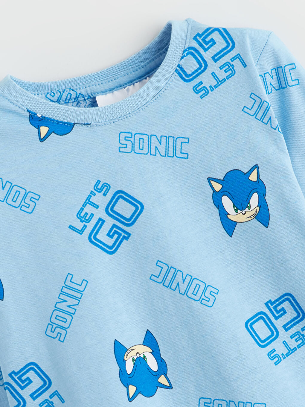l_20252-w5l040z1-lqq_a2.jpg LCW Kids Blue Crew Neck Sonic Print Boys Pajama Set