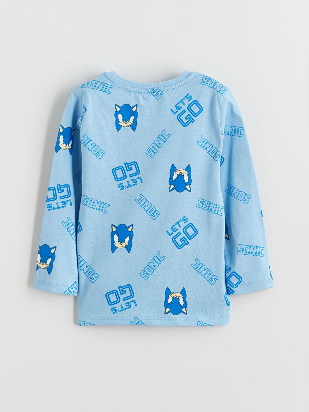 l_20252-w5l040z1-lqq_a3.jpg LCW Kids Blue Crew Neck Sonic Print Boys Pajama Set