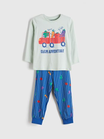 LCW Kids Green Printed Boys Pajama Set