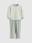 LCW Baby Green Crew Neck Sweatshirt and Pants Set