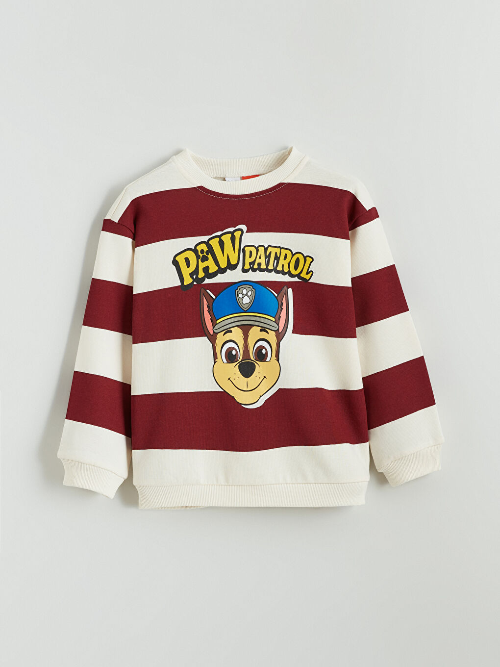 l_20252-w5lb27z1-lqa_a1.jpg LCW Kids Beige Striped Paw Print Boys Sweatshirt and Jogger Pants