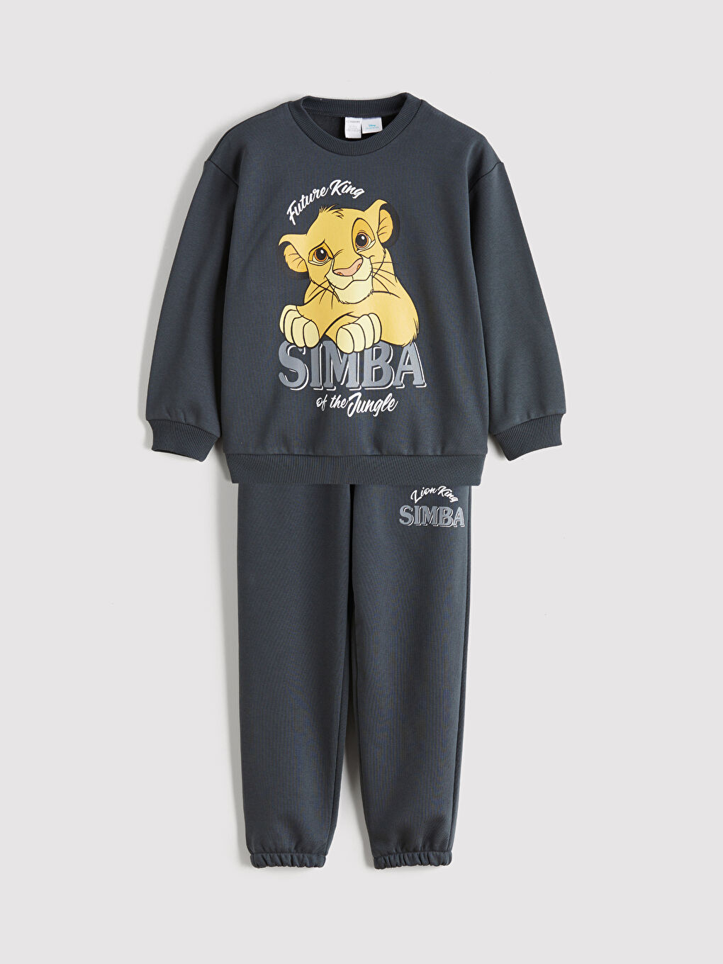 l_20252-w5lc13z1-r4w_a.jpg LCW Kids Charcoal Simba Printed Boys Sweatshirt and Jogger Set