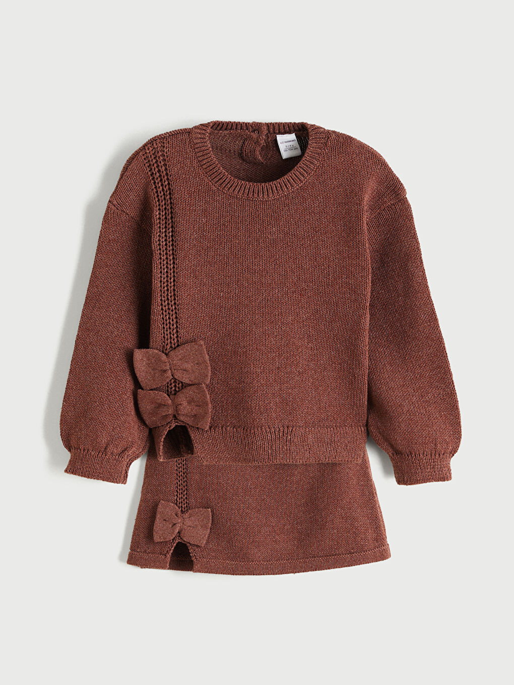 l_20252-w5ll42z1-hhb_a.jpg LCW Kids Brown Bow Detail Girls' Knit Sweater and Skirt