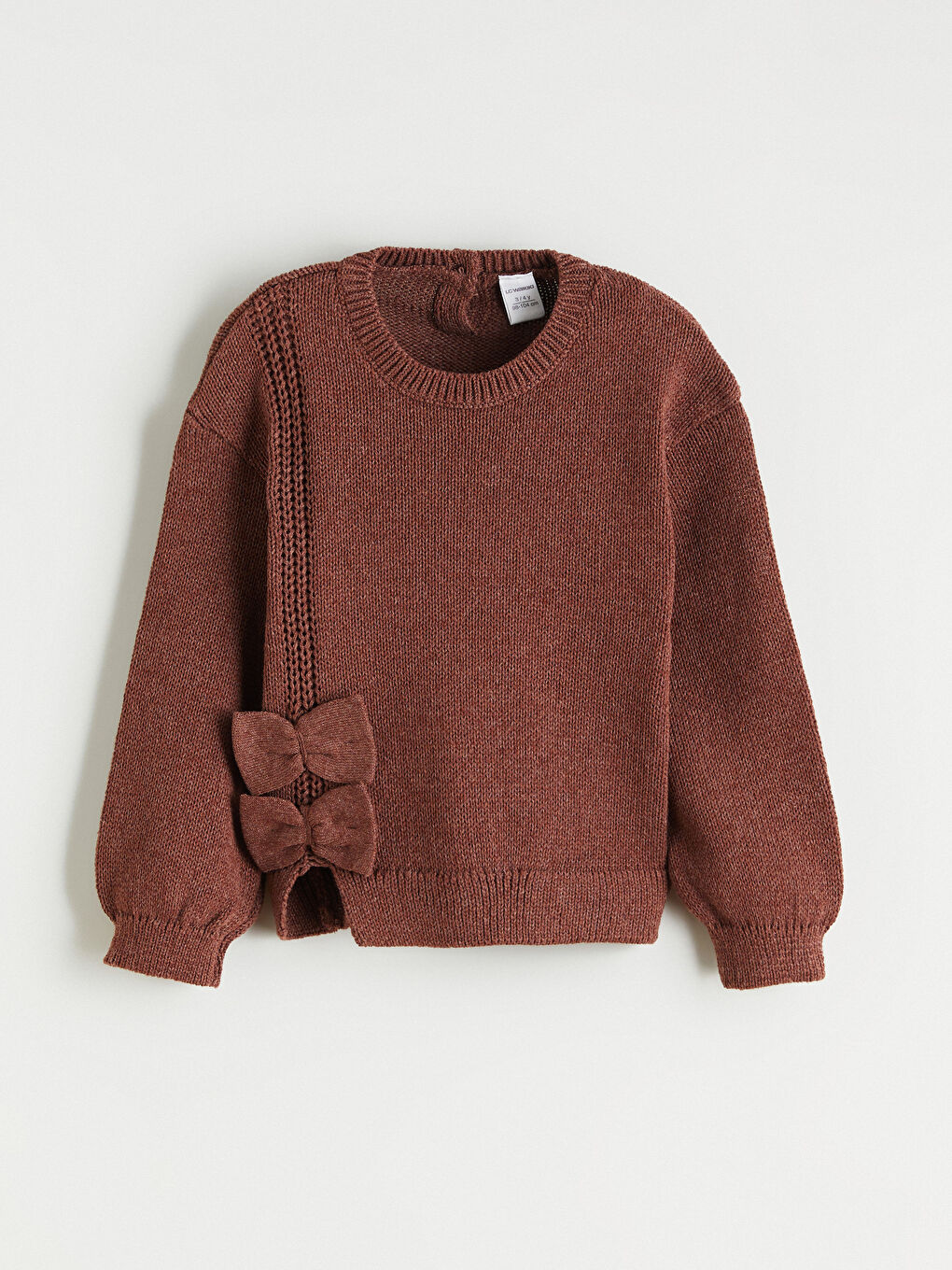l_20252-w5ll42z1-hhb_a1.jpg LCW Kids Brown Bow Detail Girls' Knit Sweater and Skirt