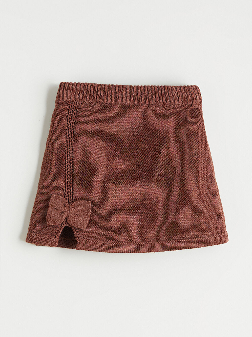 l_20252-w5ll42z1-hhb_a4.jpg LCW Kids Brown Bow Detail Girls' Knit Sweater and Skirt