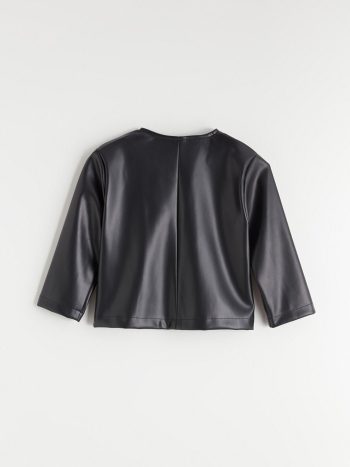 LCW Kids Black Floral Leather Look Girls Jacket