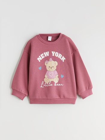 LCW Kids Pink Printed Girls Sweatshirt and Sweatpants Set