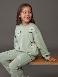 LCW Kids Green Floral Sweatshirt and Leggings Set for Girls