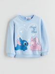 LCW Kids Lilac Angel and Stitch Printed Girls Thick Sweatshirt