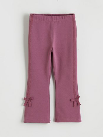 LCW Kids Cream Bow Detail Flared Leggings Set for Girls