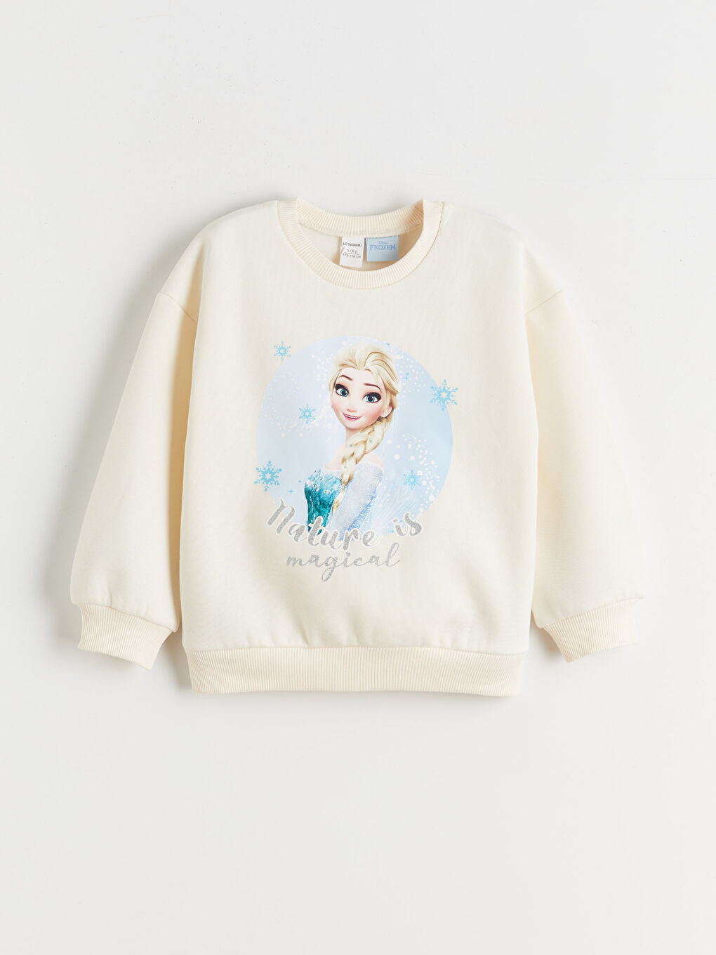 l_20252-w5me57z1-fes_a3.jpg LCW Kids Cream Crew Neck Elsa Printed Girls Sweatshirt 2-Pack