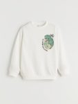 LCW Kids Beige Printed Crew Neck Sweatshirt