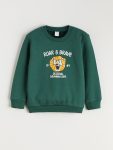LCW Kids Green Lion Printed Boys Sweatshirt