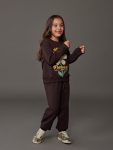 LCW Kids Brown Floral Girl's Sweatshirt and Sweatpants