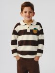 LCW Kids Beige Striped Polo Collar Sweatshirt for Boys