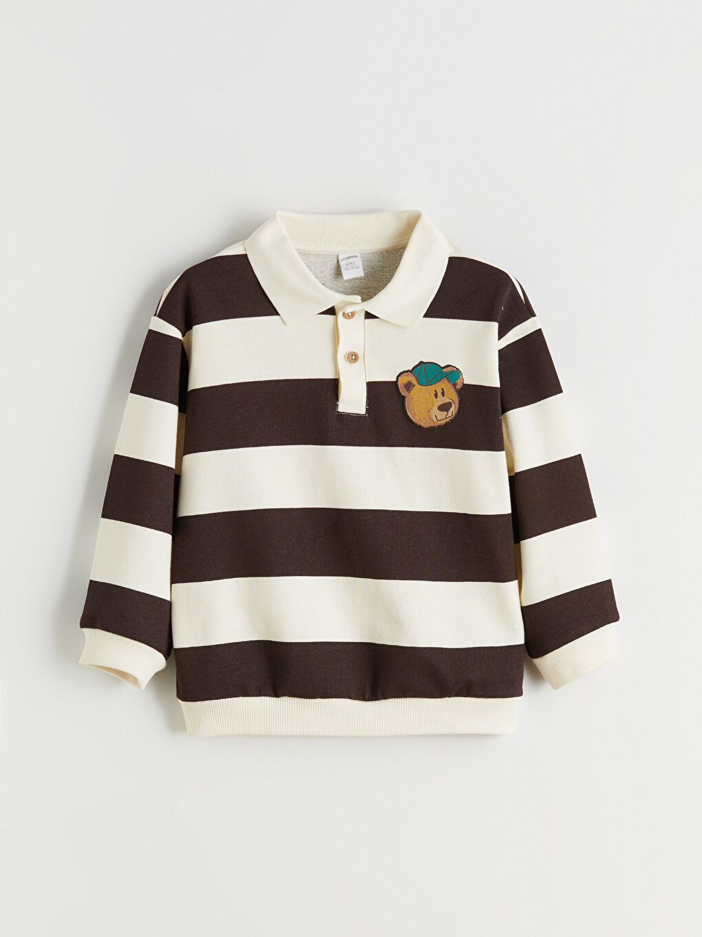l_20252-w5mq20z1-lqa_a.jpg LCW Kids Beige Striped Polo Collar Sweatshirt for Boys