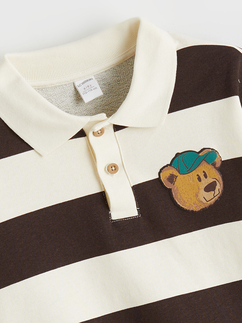 l_20252-w5mq20z1-lqa_a1.jpg LCW Kids Beige Striped Polo Collar Sweatshirt for Boys