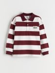 LCW Kids Burgundy Striped Polo Shirt for Boys