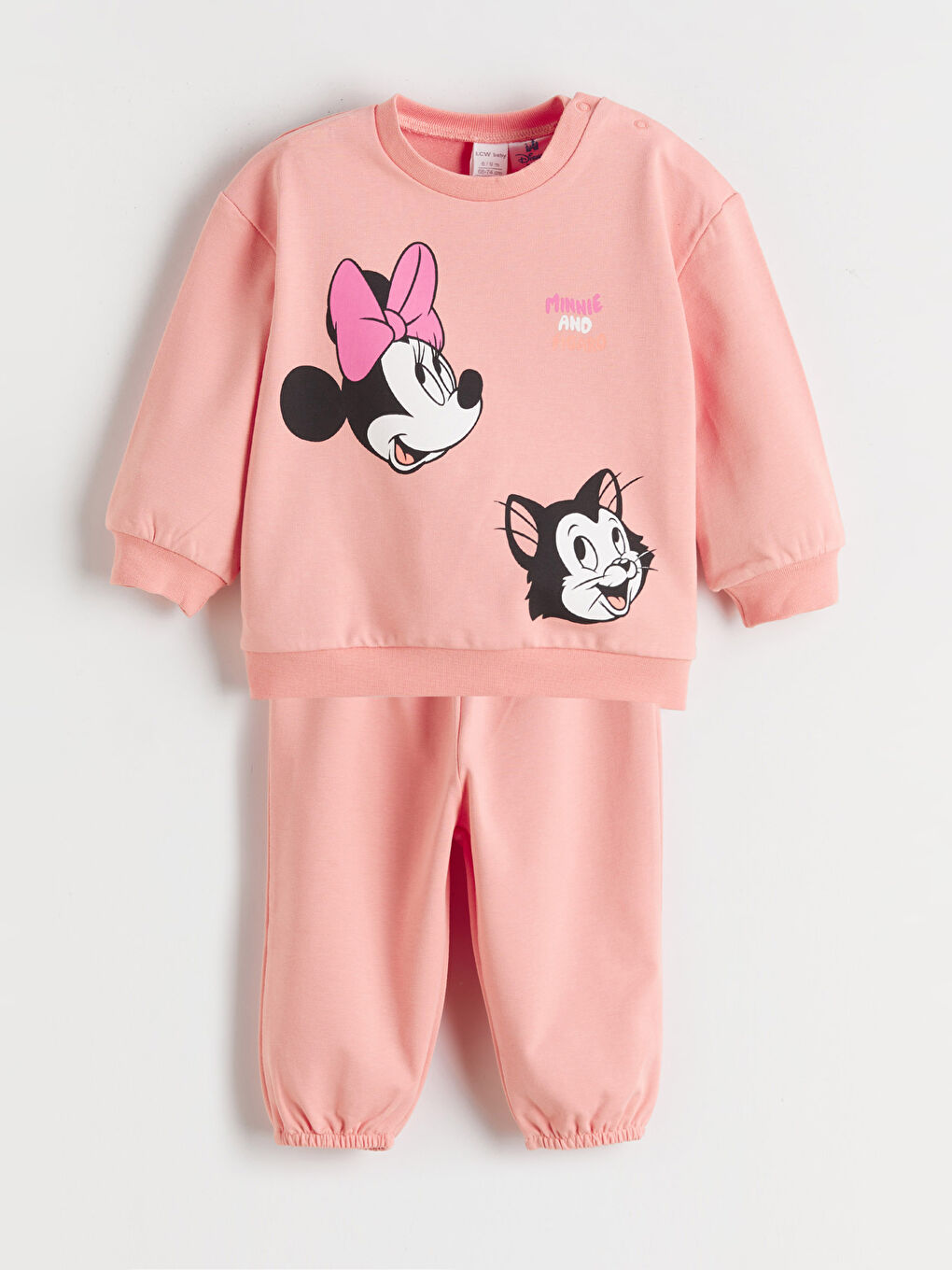 l_20252-w5ms47z1-gb4_a.jpg LCW Baby Coral Minnie Mouse Printed Girls' Sweatshirt and Pants Set