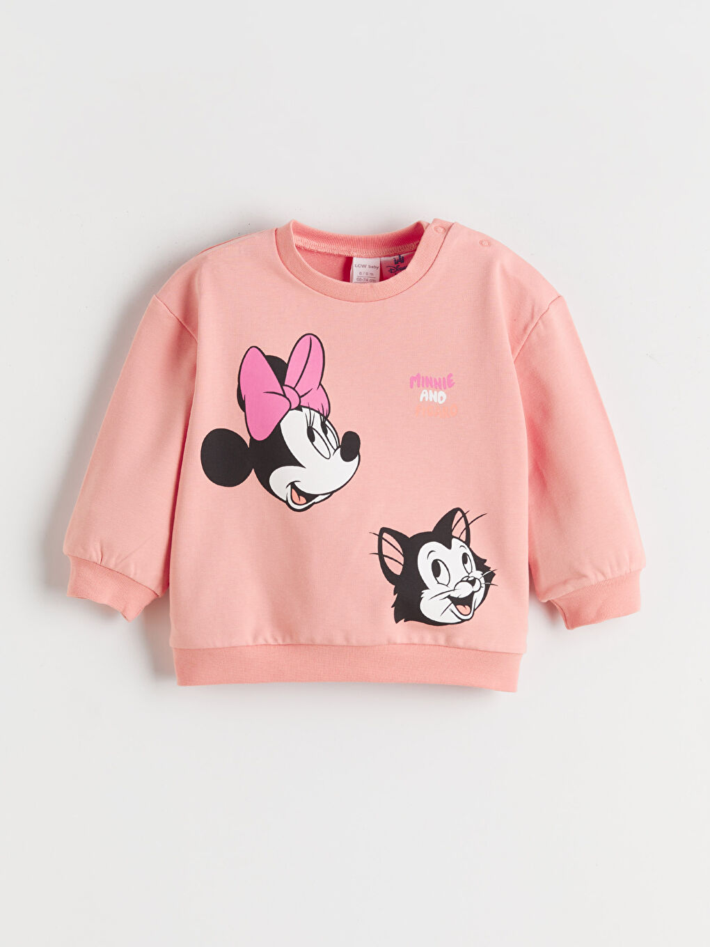 l_20252-w5ms47z1-gb4_a1.jpg LCW Baby Coral Minnie Mouse Printed Girls' Sweatshirt and Pants Set