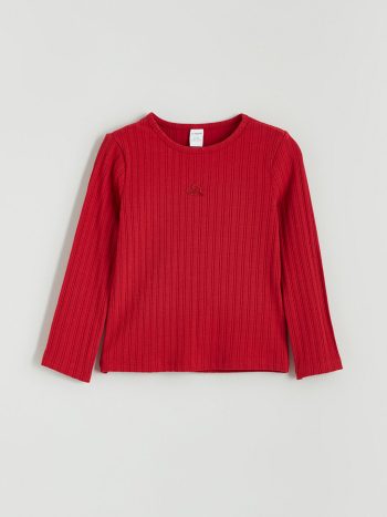 LCW Kids Red Long Sleeve Embroidered Girls T-Shirt