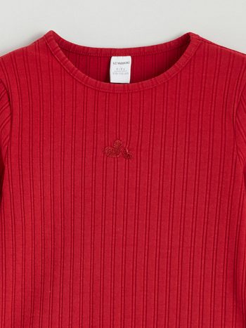 LCW Kids Red Long Sleeve Embroidered Girls T-Shirt