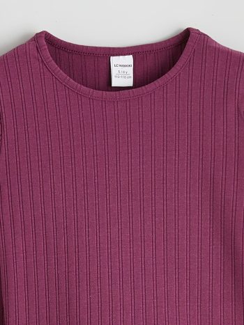 LCW Kids Plum Long Sleeve Embroidered Girls T-Shirt