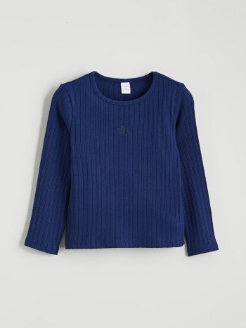 LCW Kids Navy Long Sleeve Embroidered Girls T-Shirt