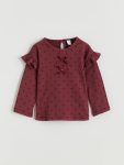 LCW Kids Burgundy Polka Dot Round Neck T-Shirt
