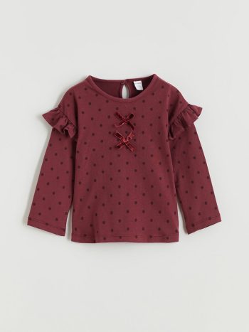 LCW Kids Burgundy Polka Dot Round Neck T-Shirt